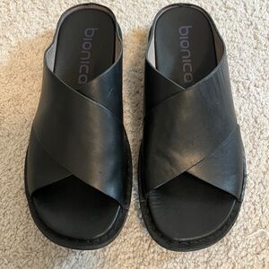 Bionica Black Sandals Slides Size 7.5. Barely worn! Super comfortable slides!